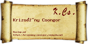 Krizsány Csongor névjegykártya